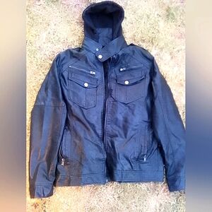 X-ray leather jacket w/hood